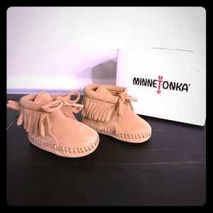 Never worn Minnetonka infant booties